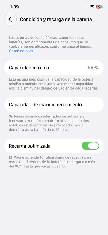 Captura de la batería de esta unidad